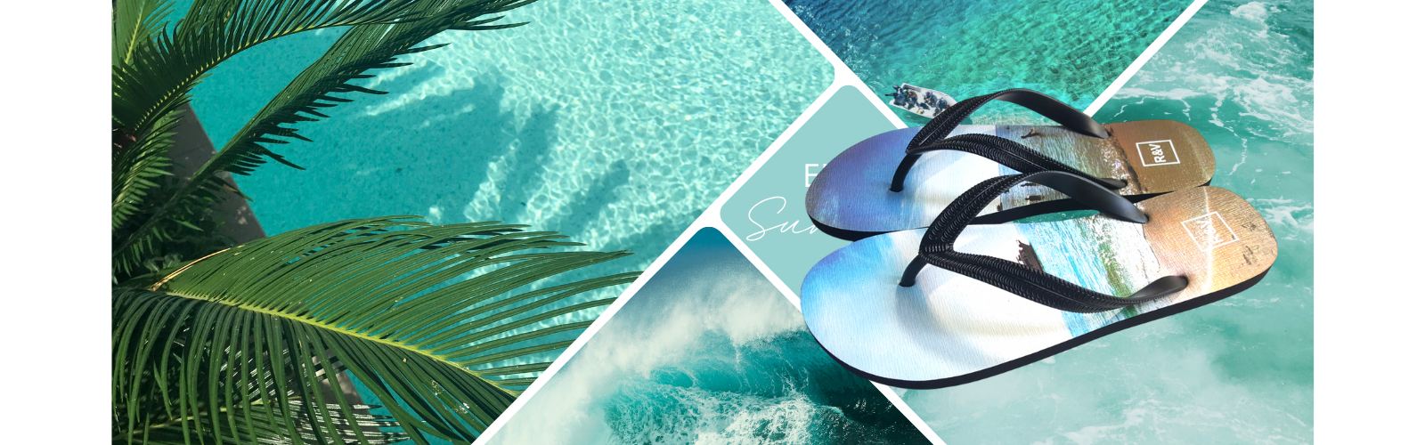 Turquoise Blue Photo Collage Summer Sea Vacation Facebook Cover (2)